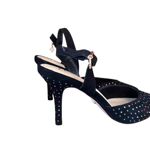 Nannette Lepore Colorful Bejeweled Rhinestone Sling Back Stiletto Pumps 7.5 - Picture 8 of 9